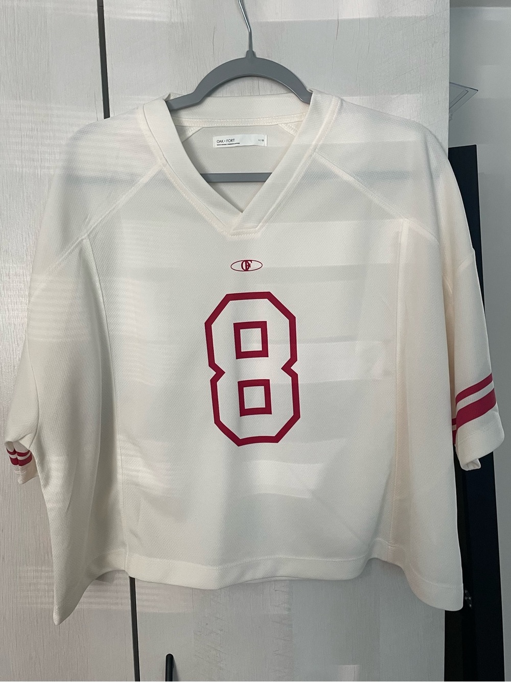 OAK + FORT Cream V-Neck Jersey Top